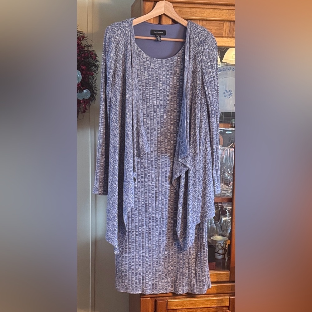 R&M Richards Blue Heathered Cardigan Dress Set 12